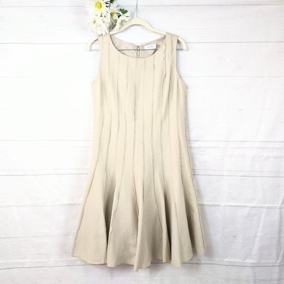 Calvin Klein Dresses & Skirts - Calvin Klein Women's Tan Linen Blend Lined Dress